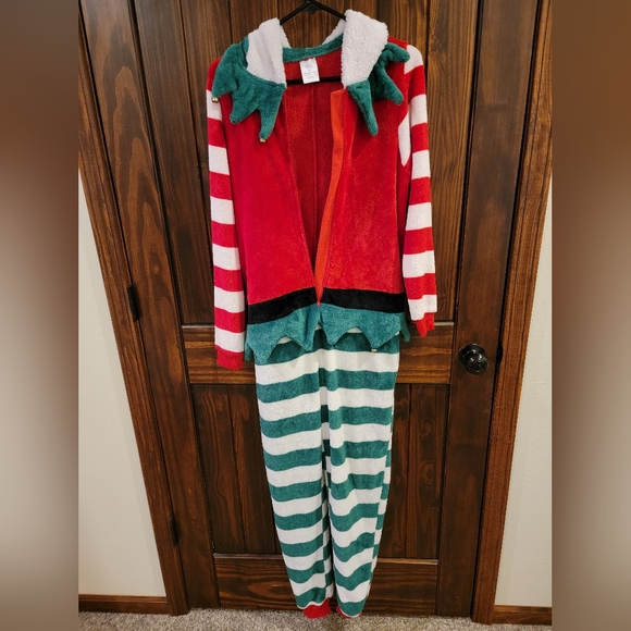 Zipup Christmas Elf PJ or party costume. - Picture 3 of 11